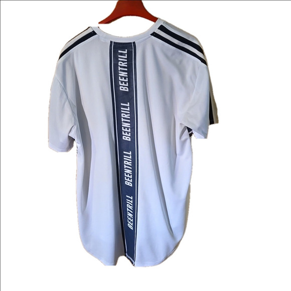 Beentrill Hype Beast Jersey Top Hi-Lo White & Blue Short Sleeve for Men size L - Picture 3 of 10